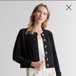 NWT 100% Organic Cotton Cropped Cardigan Black Small